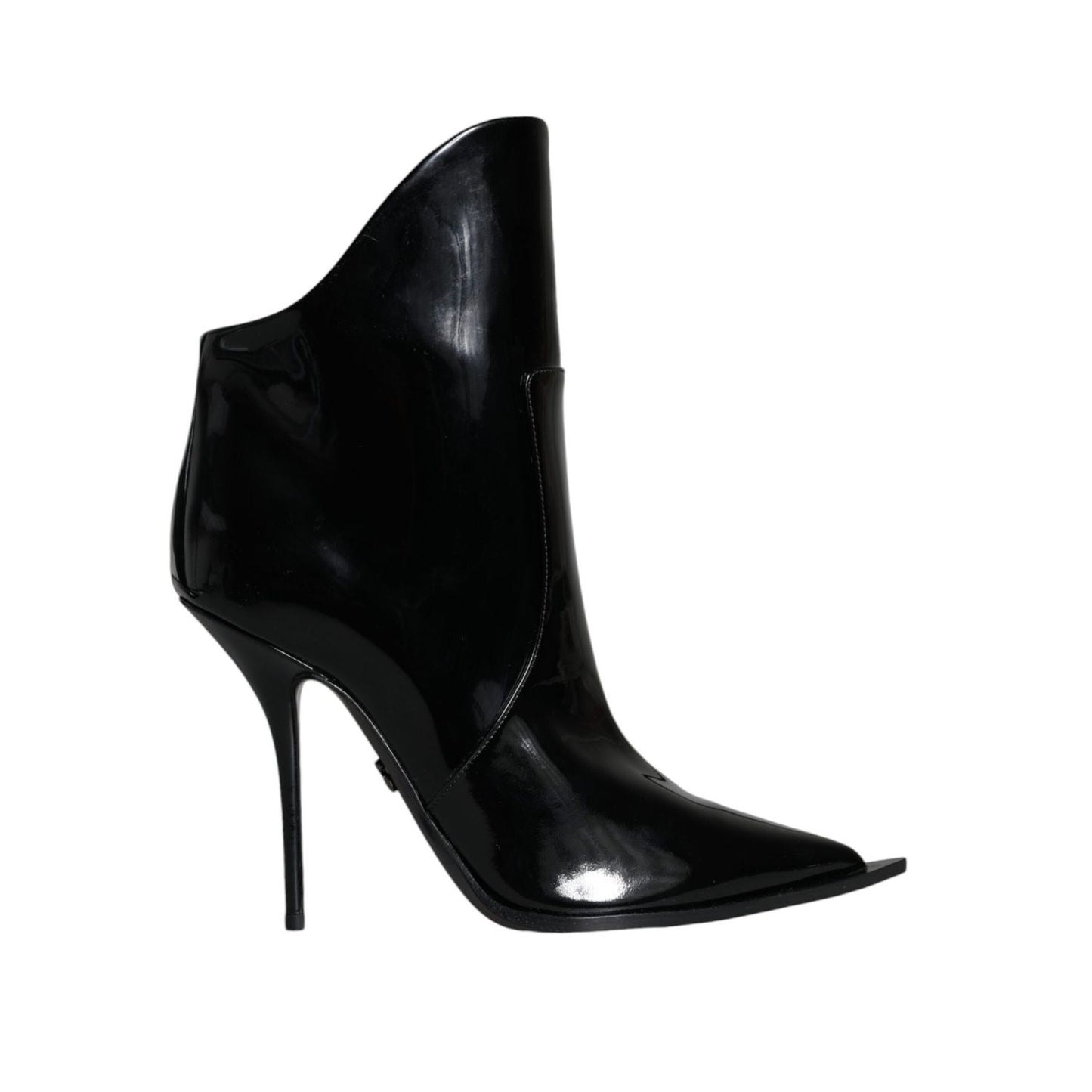 Dolce & Gabbana Black Patent Leather Pointed Ankle Boots Shoes