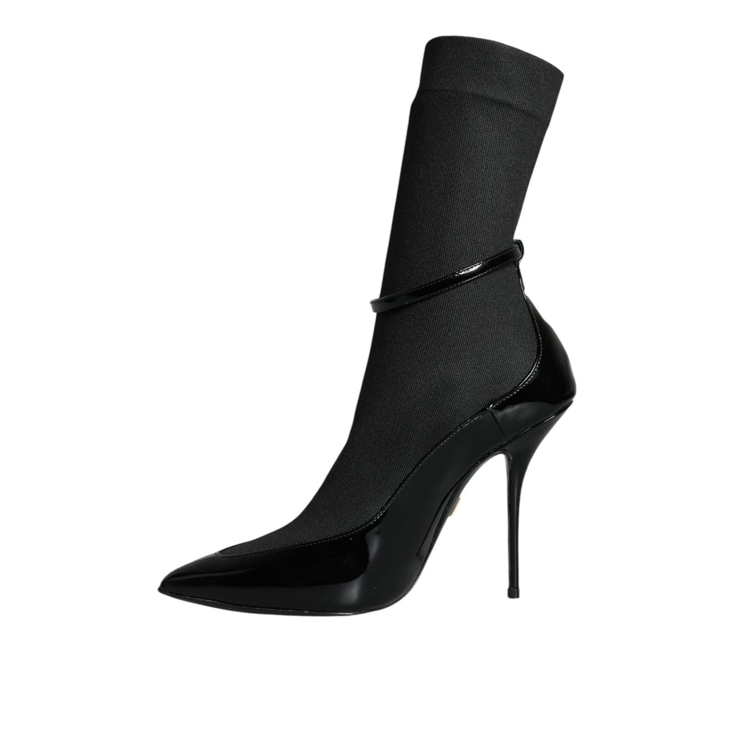 Dolce & Gabbana Black Leather Stilettos Booties Socks Shoes