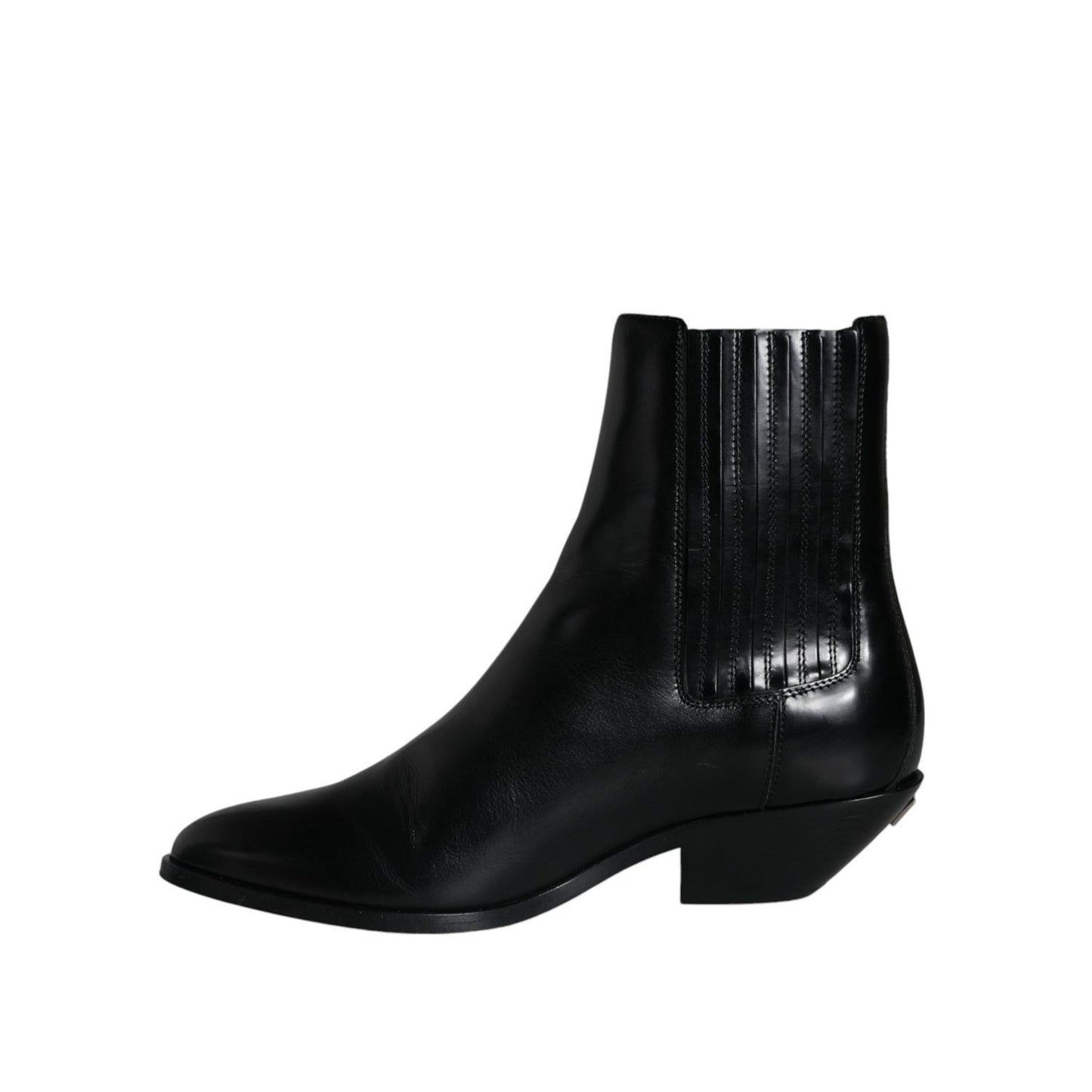 Dolce & Gabbana Black Leather Ankle Boots Booties Shoes