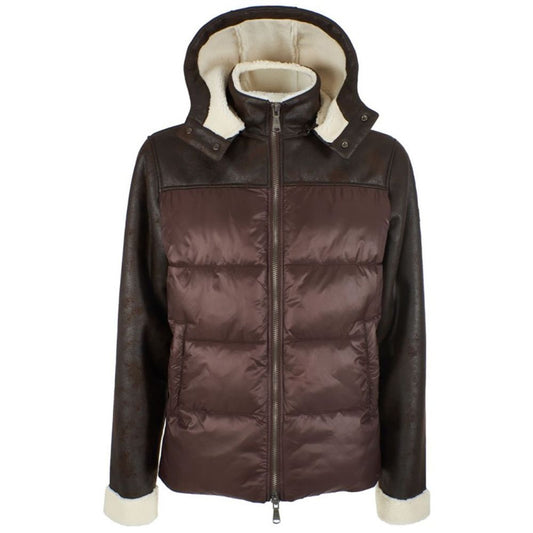 Yes Zee Brown Nylon Men's Quilted Jacket YE-13685-S