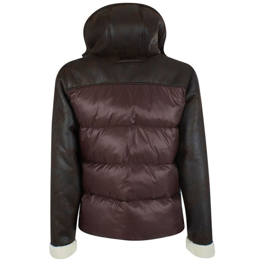 Yes Zee Brown Nylon Men's Quilted Jacket YE-13685-S