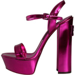Dolce & Gabbana Fuchsia Leather Platform Logo Keira Sandals Shoes LA11488-39