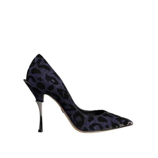 Dolce & Gabbana Violet Leopard Lurex High Heels Pumps Shoes