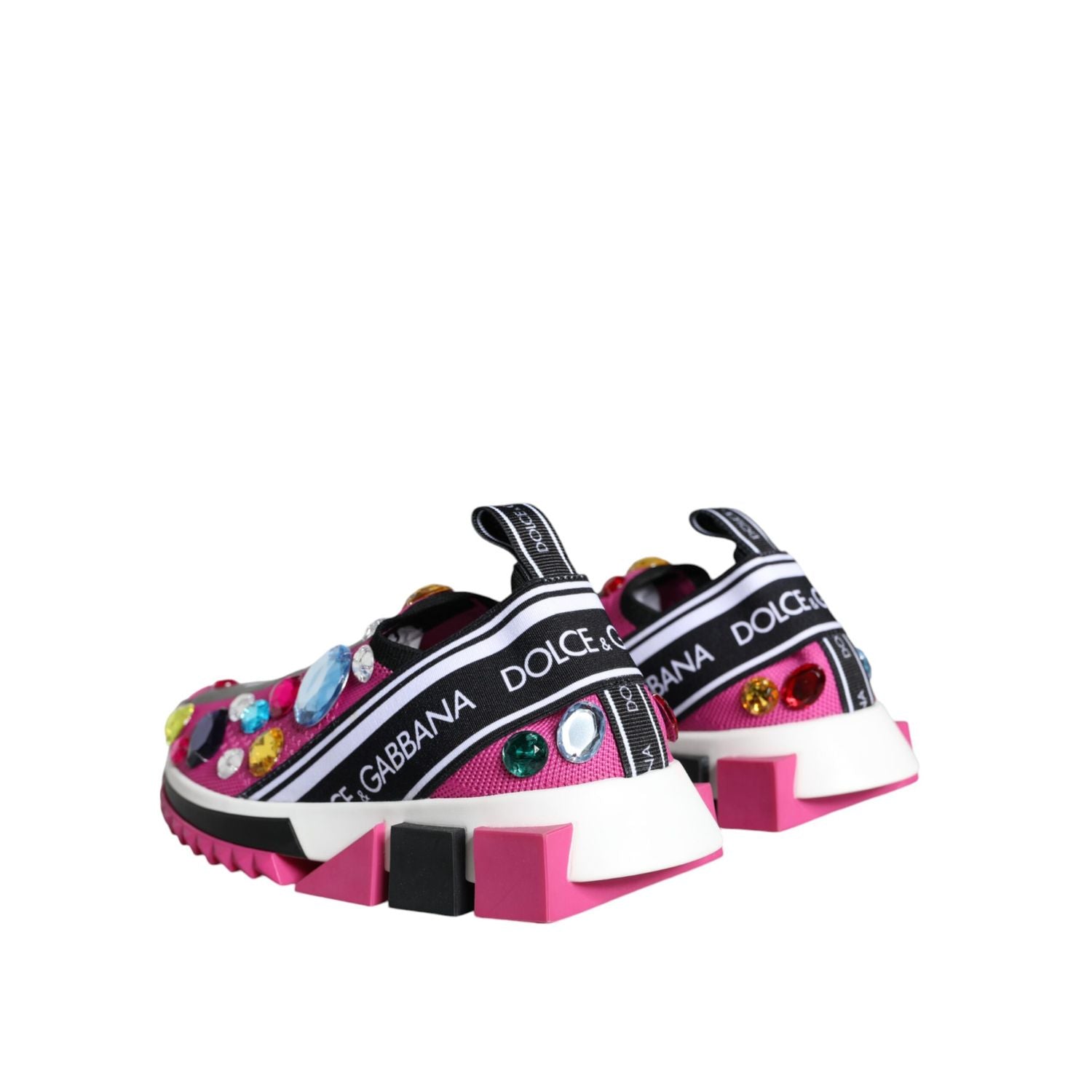 Dolce & Gabbana Pink Sorrento Crystals Low Top Sneakers Shoes