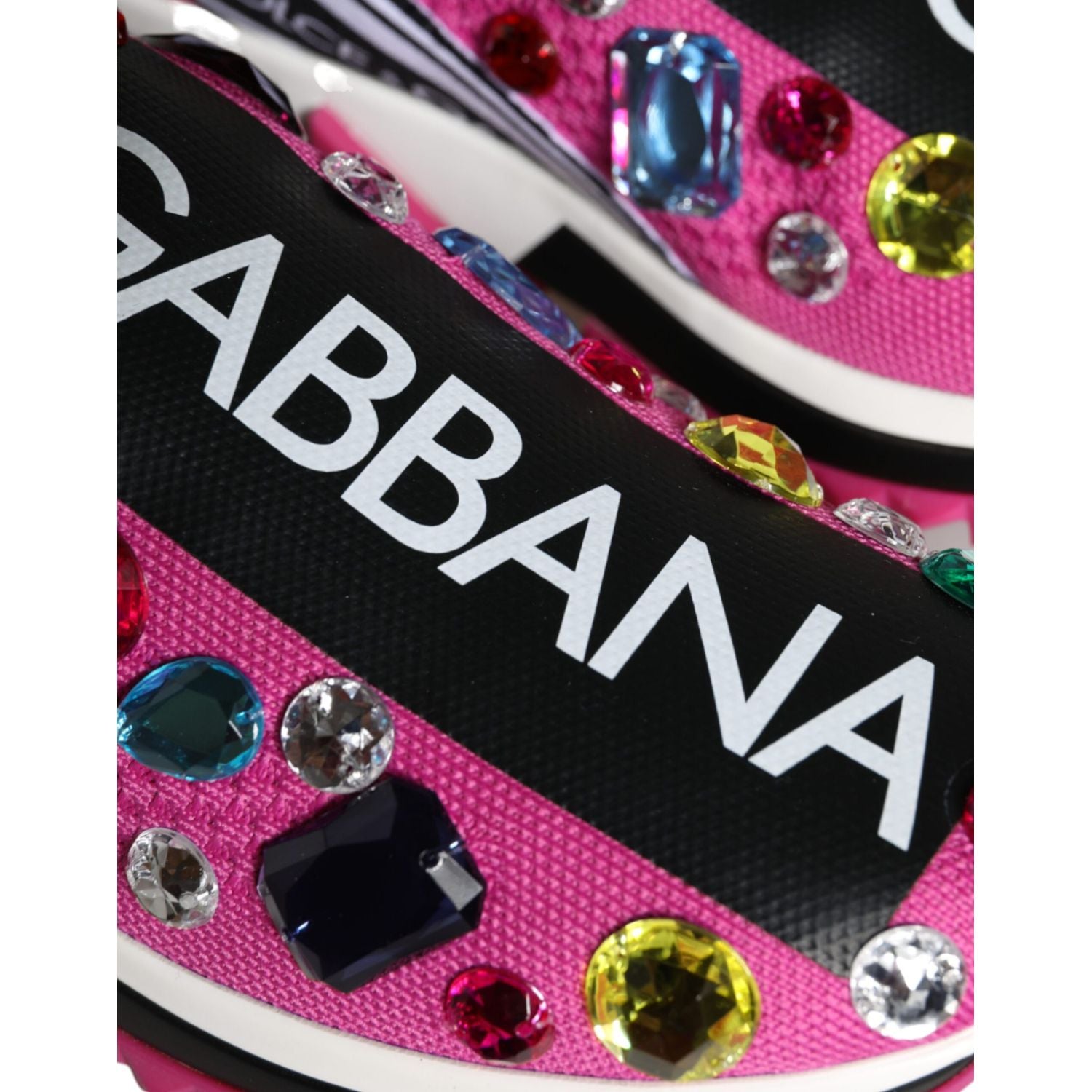 Dolce & Gabbana Pink Sorrento Crystals Low Top Sneakers Shoes
