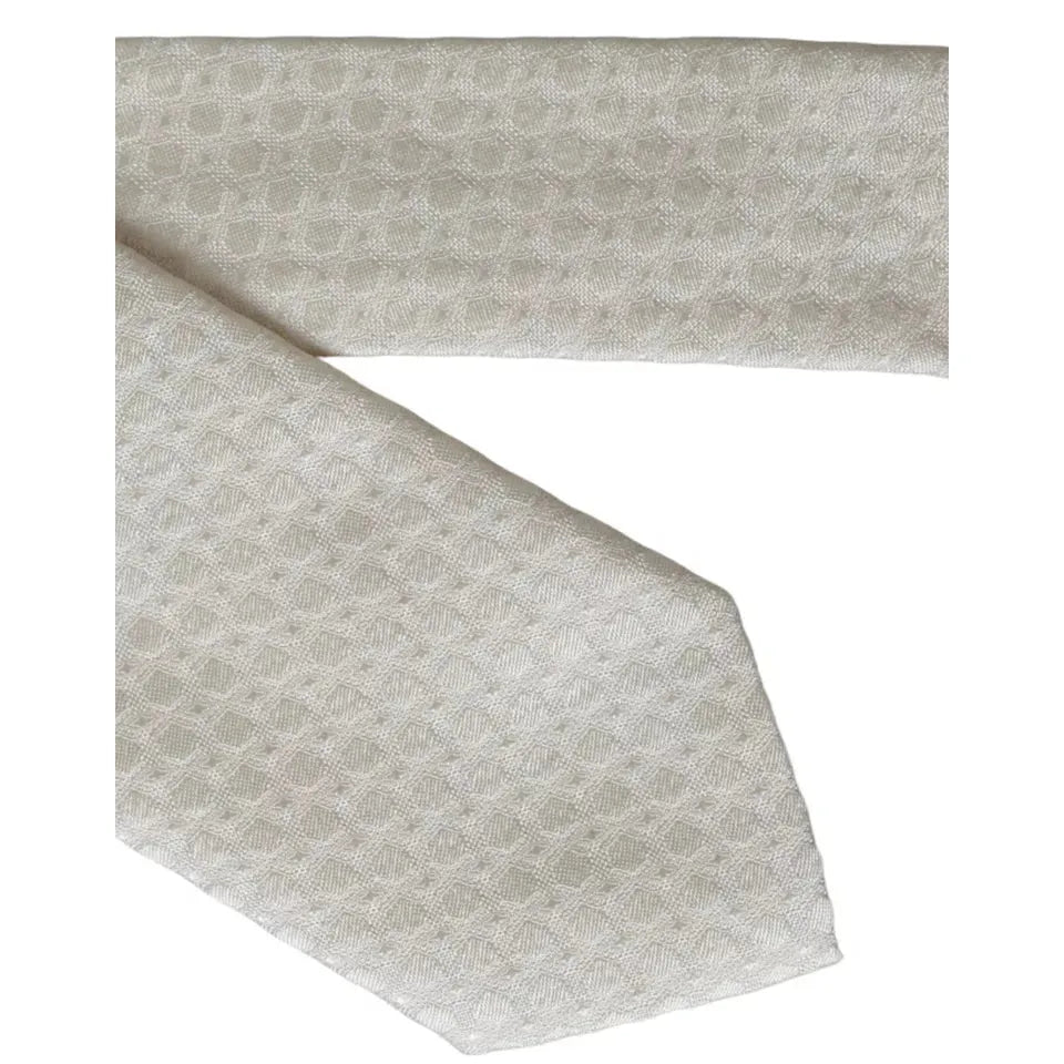 Dolce & Gabbana Off White Silk Adjustable Necktie Men Tie