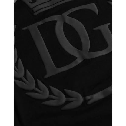 Dolce & Gabbana Black Logo Embossed Cotton Crew Neck T-shirt
