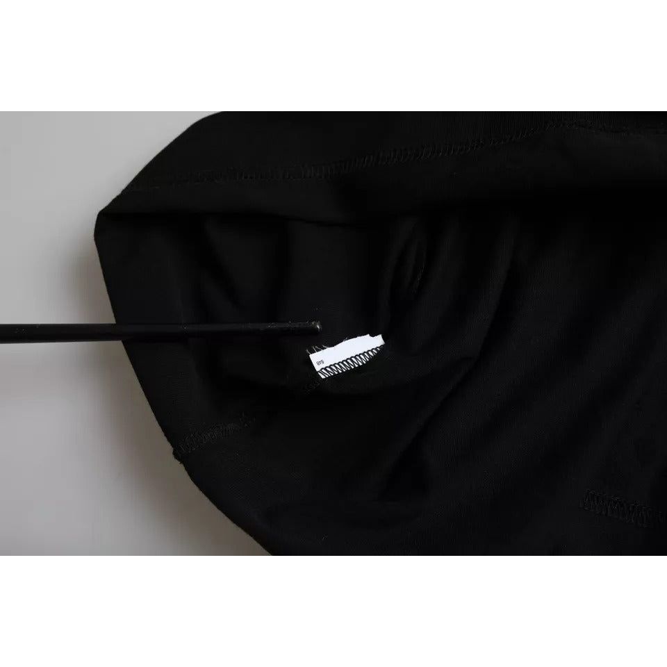 Dolce & Gabbana Black Logo Embossed Cotton Crew Neck T-shirt