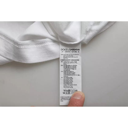 Dolce & Gabbana White King Of Love Round Neck Short Sleeves T-shirt