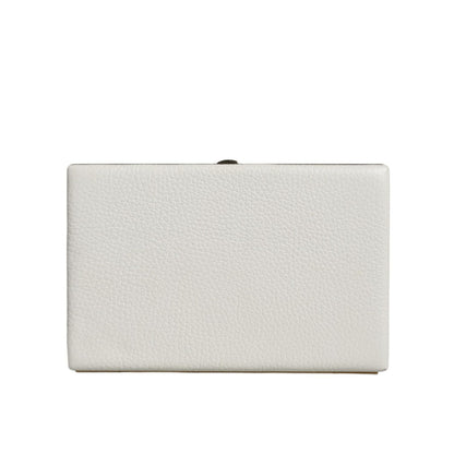 Dolce & Gabbana White Leather Gold Frame Clutch Evening Party Purse Bag