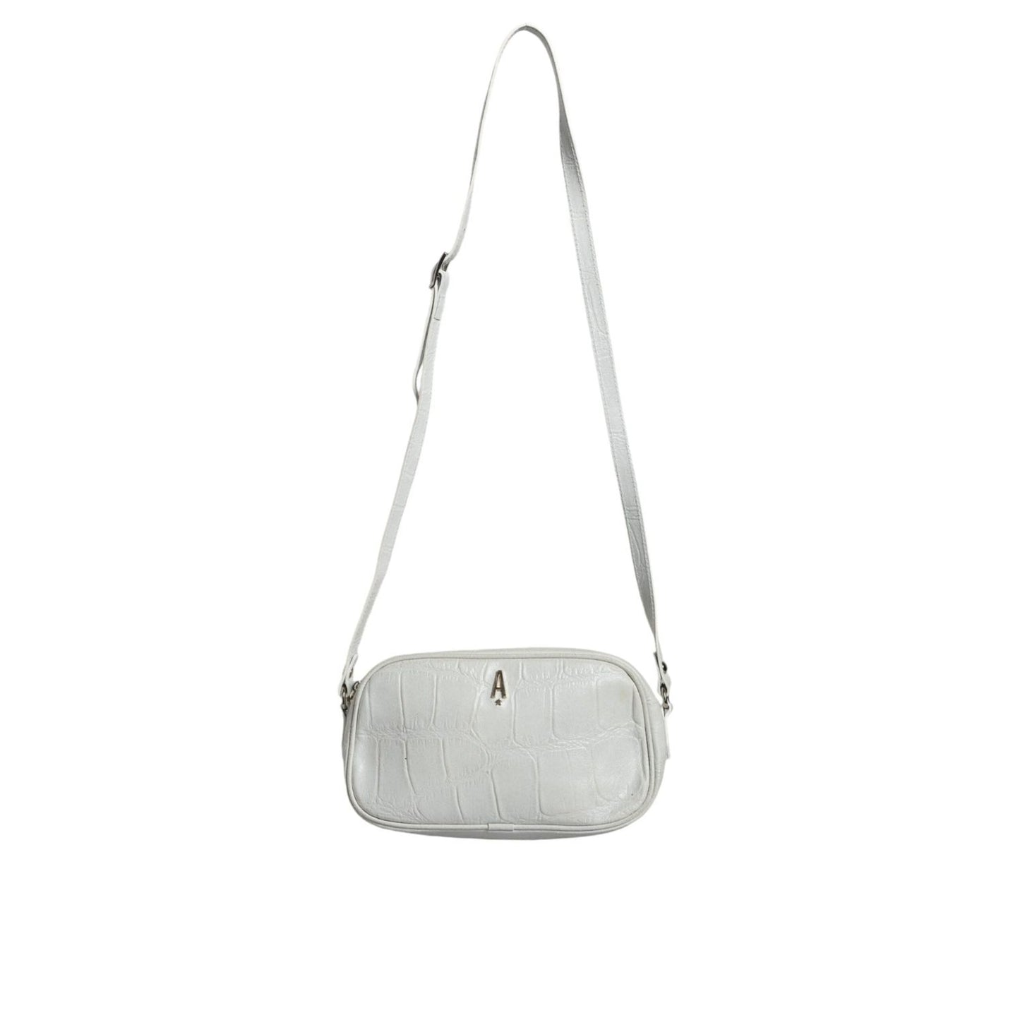 Aniye By White Croc Print Leather Crossbody Sling Bag
