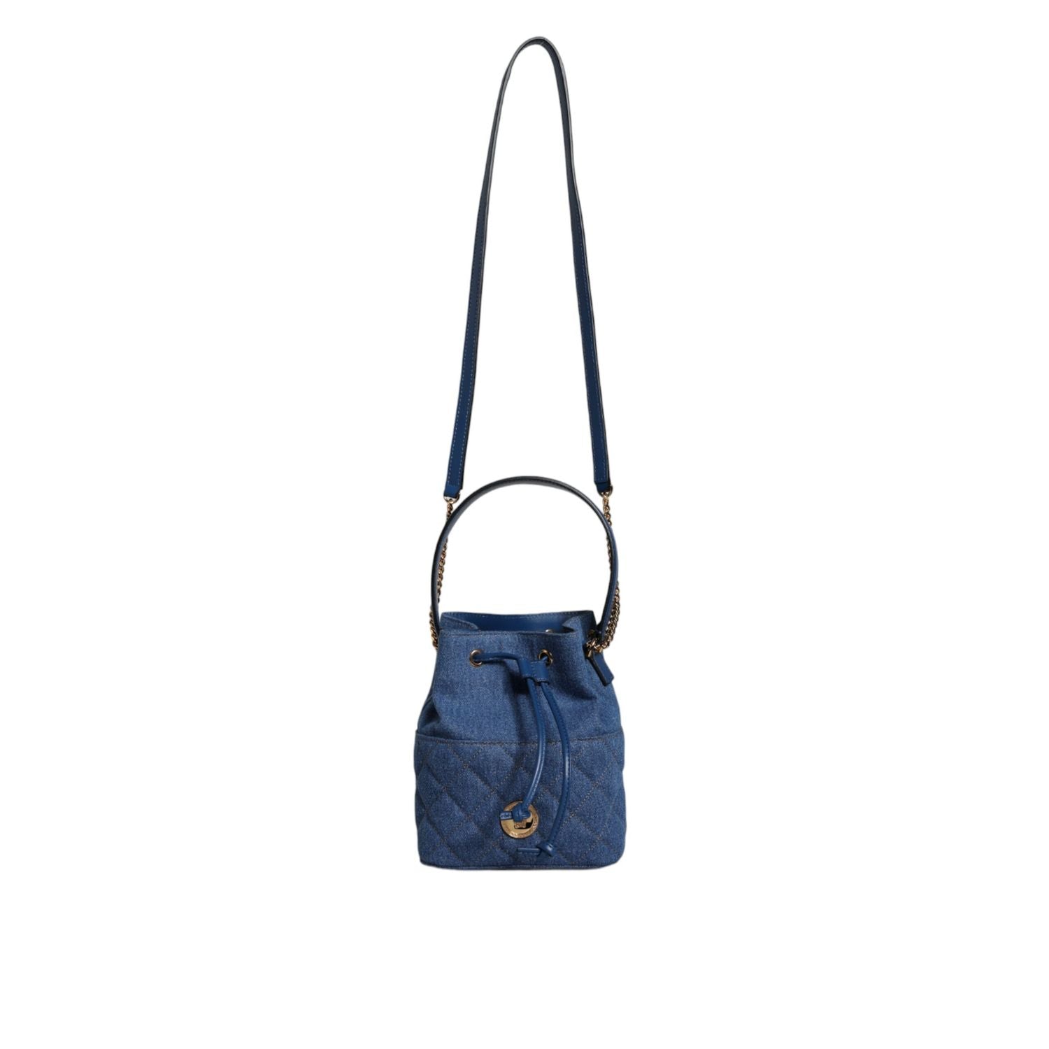 Versace Blue Quilted Denim Leather Crossbody Shoulder Bag