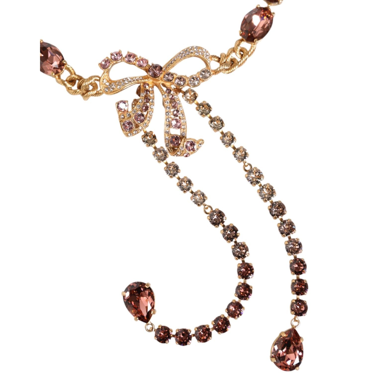 Dolce & Gabbana Gold Tone Brass Crystal Embellished Belt