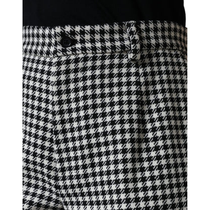 Dolce & Gabbana Black White Houndstooth Cropped Wide Leg Pants