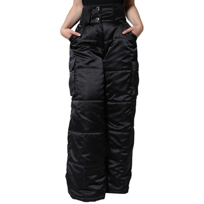 Dolce & Gabbana Black Quilted High Waist Women Boot Cut Pants