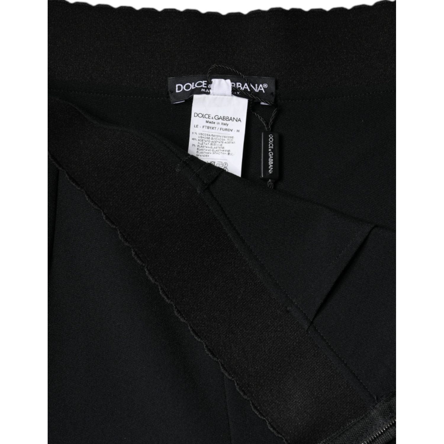 Dolce & Gabbana Black Viscose High Waist Tapered Pants