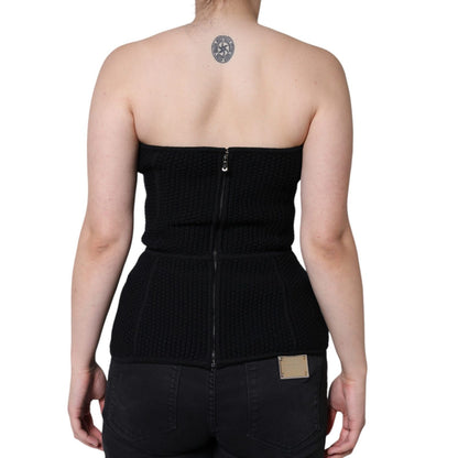 Dolce & Gabbana Black Bustier Sleeveless Corset Blouse Top
