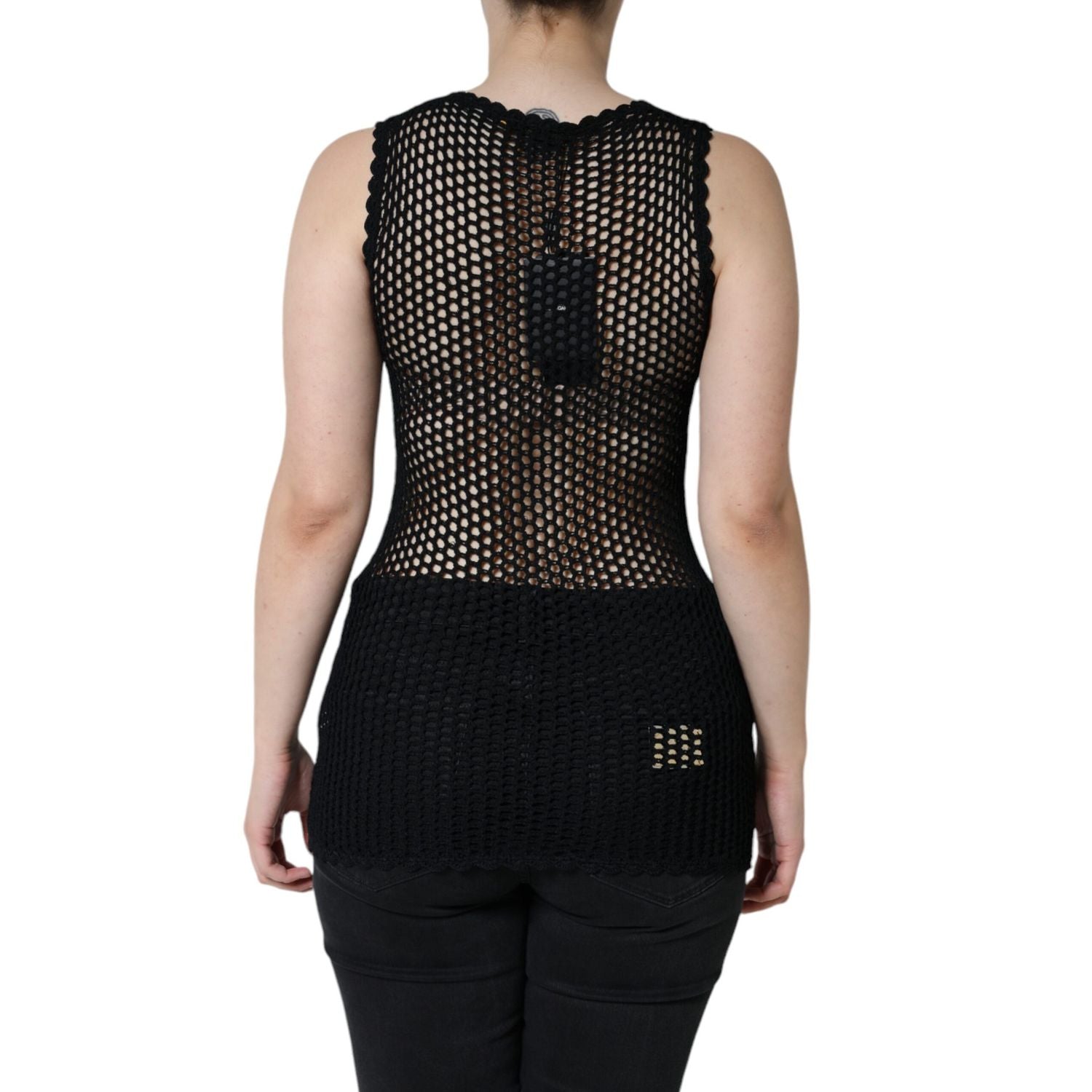 Dolce & Gabbana Black Mesh See Through Sleeveless Tank Top