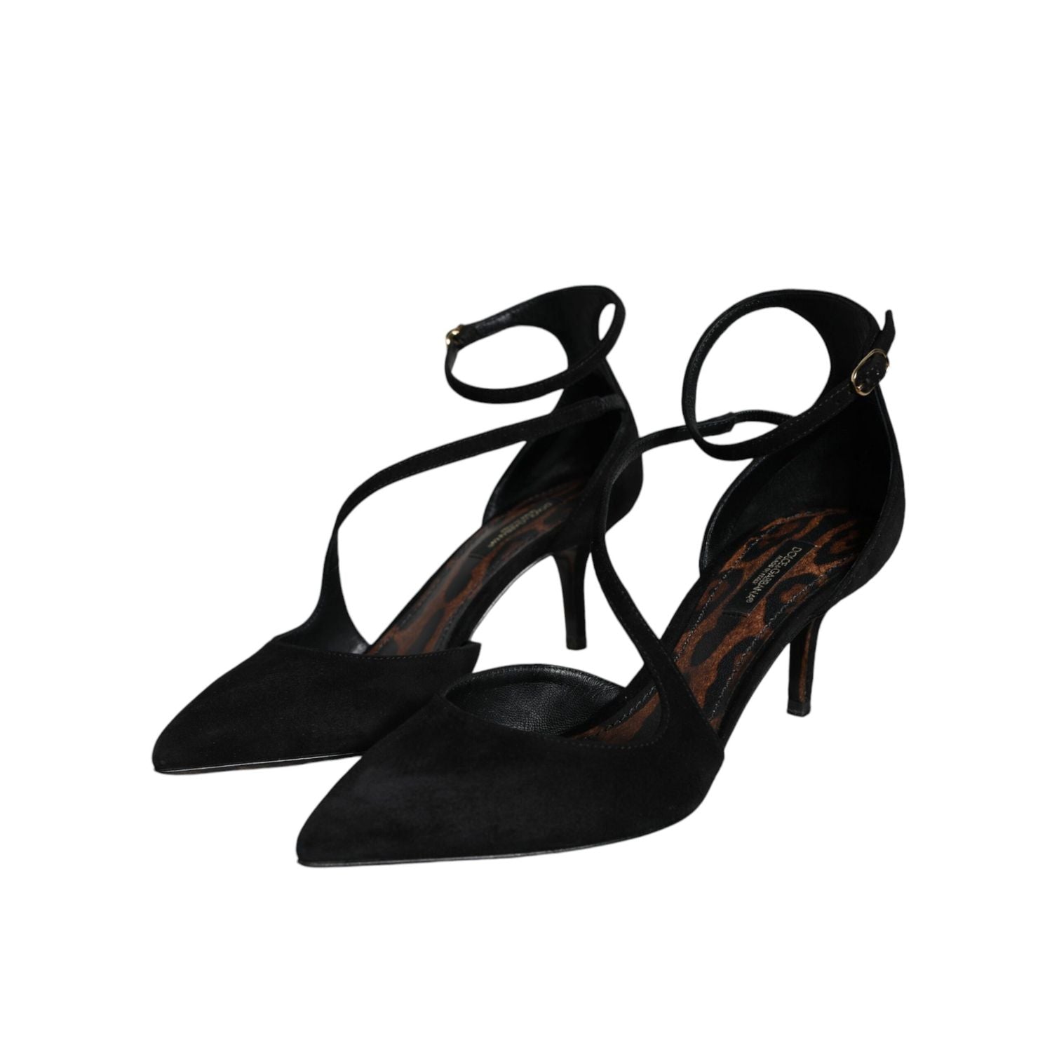 Dolce & Gabbana Black Suede Ankle Strap Pumps Heels Shoes