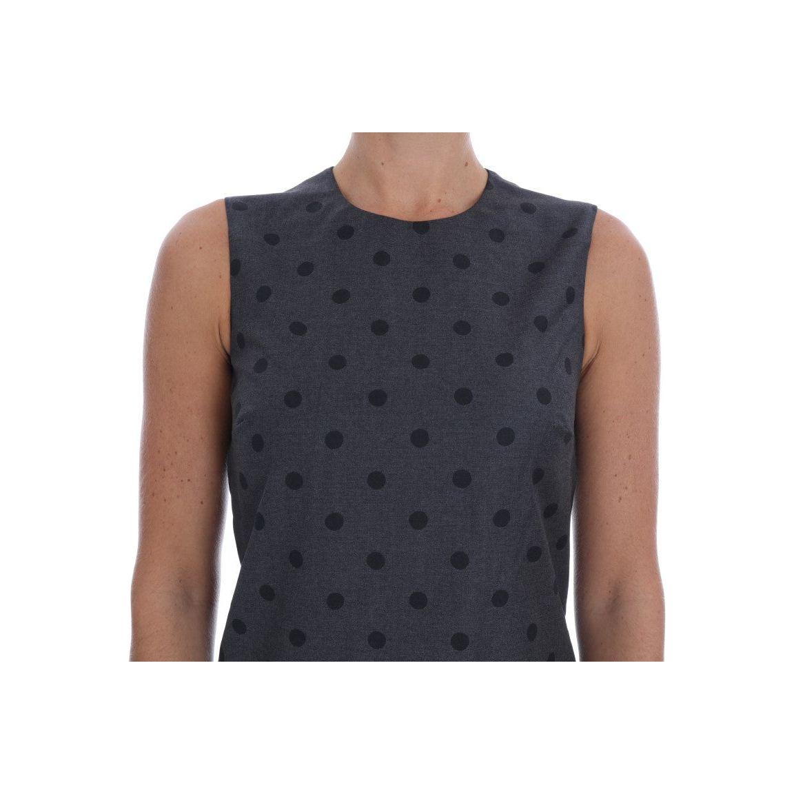 Dolce & Gabbana Gray Polka Dotted Sheath Wool Dress