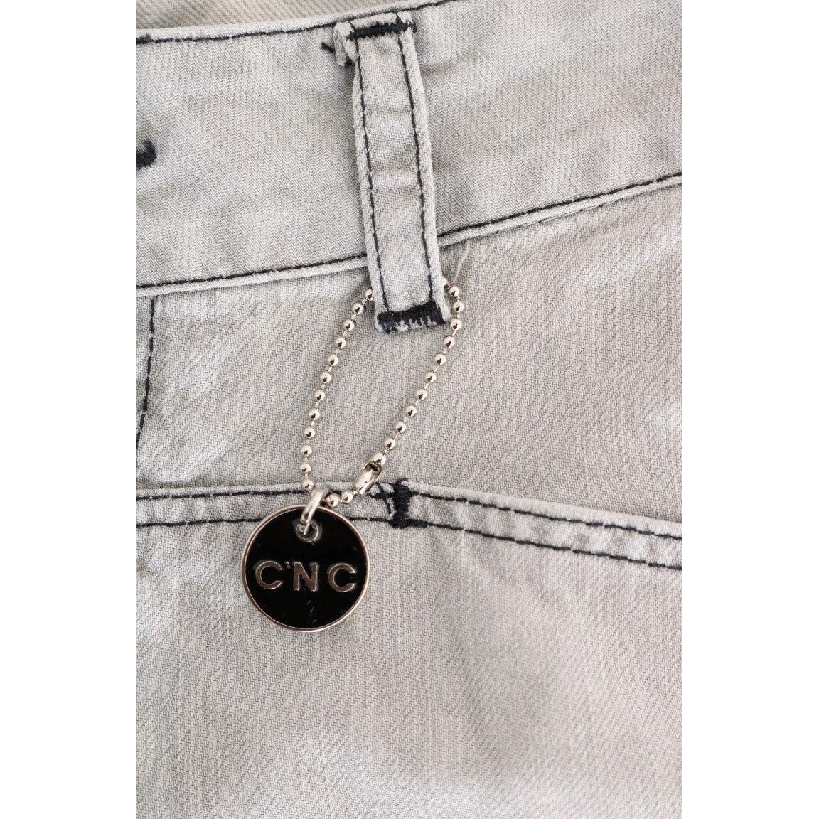 Costume National Gray Wash Cotton Slim Jeans