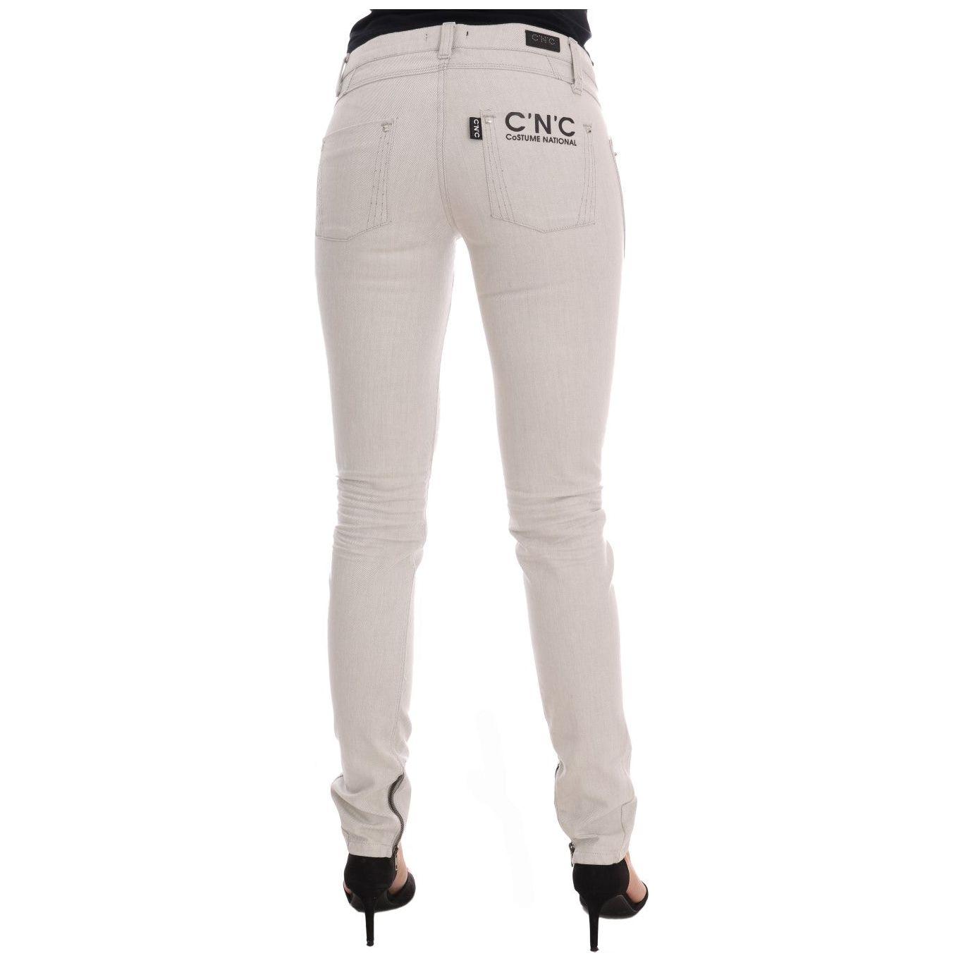 Costume National White Cotton Stretch Slim Jeans