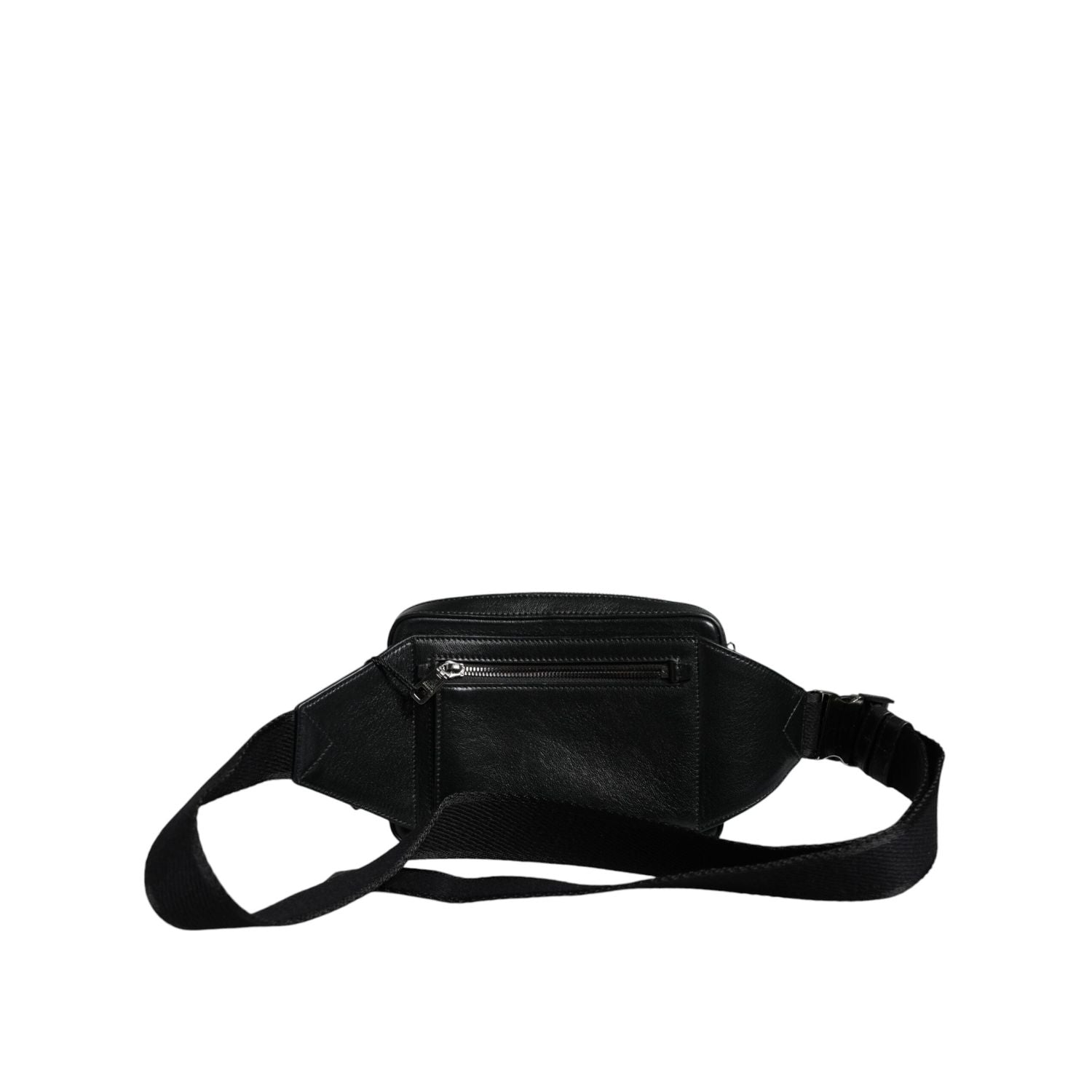 Dolce & Gabbana Black Leather LED Logo Belt Waist Fanny Pack Bag
