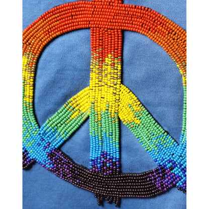 Dolce & Gabbana Blue Tie-Dye Peace Sign Cotton T-shirt