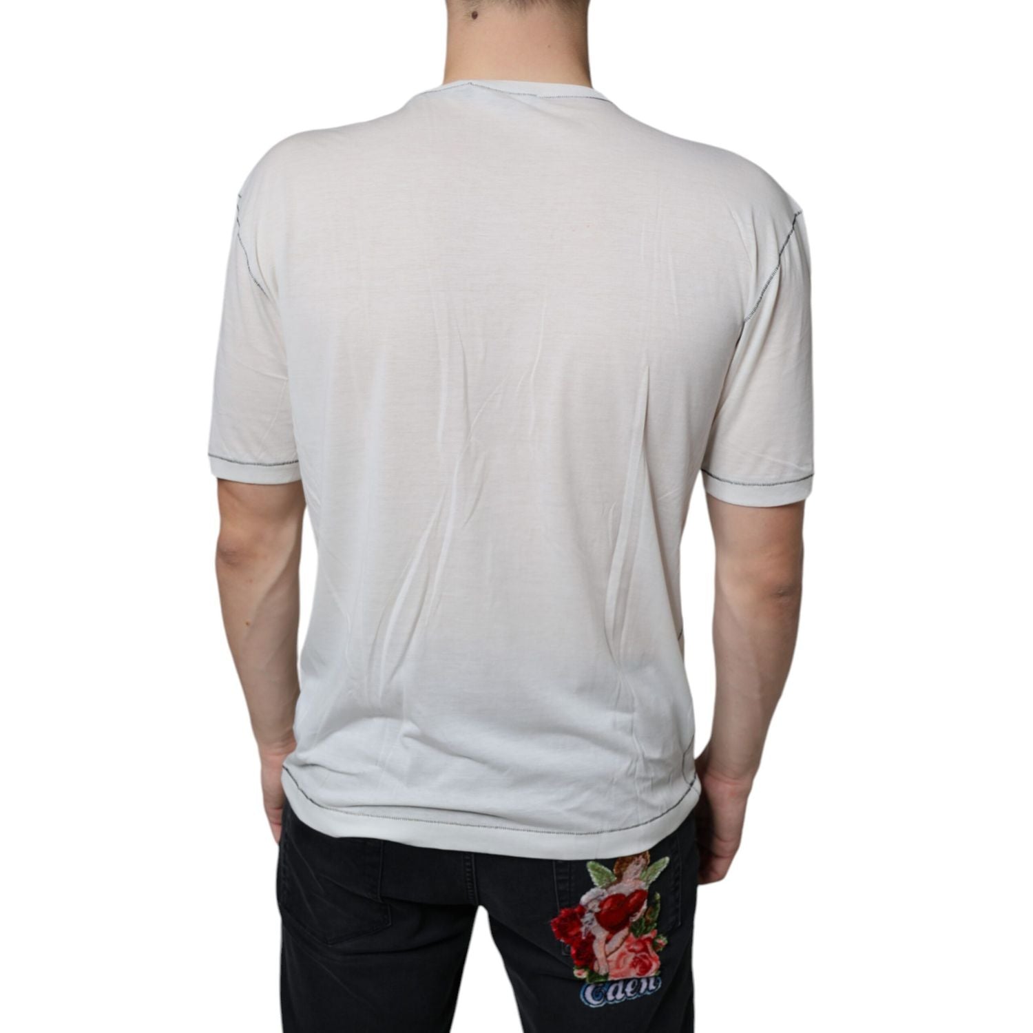 Dolce & Gabbana White Angel Crown Print Crew Neck T-shirt