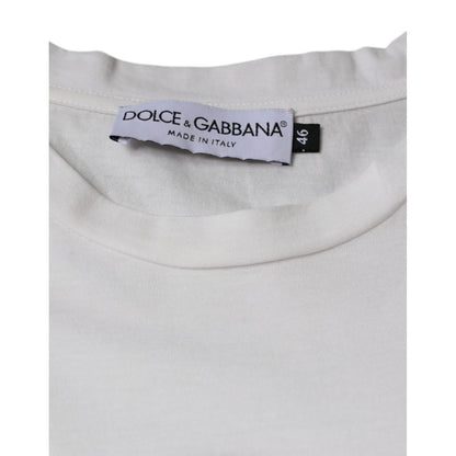 Dolce & Gabbana White Cotton DG Logo Print Casual T-shirt