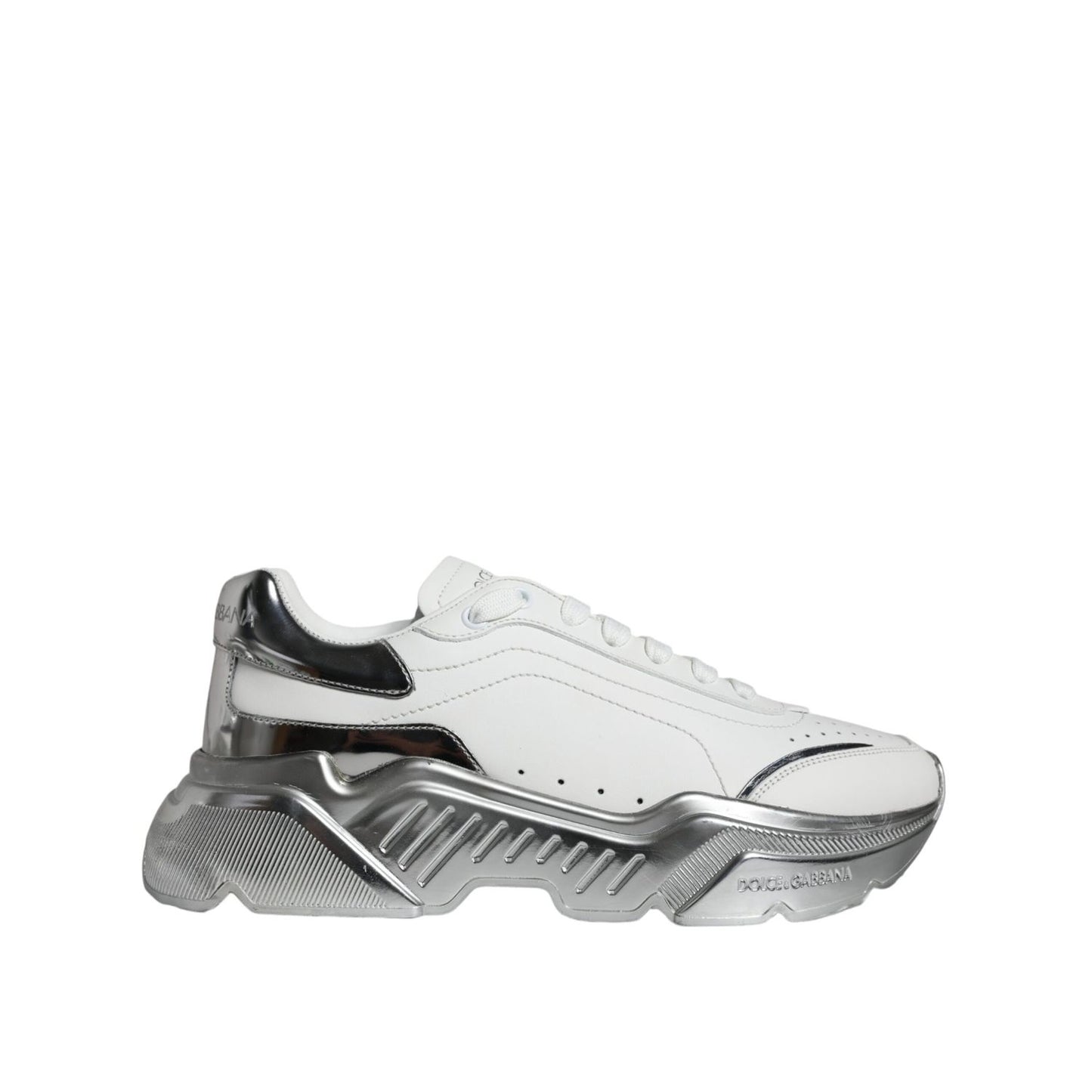 Dolce & Gabbana White Silver Daymaster Low Top Sneakers Shoes