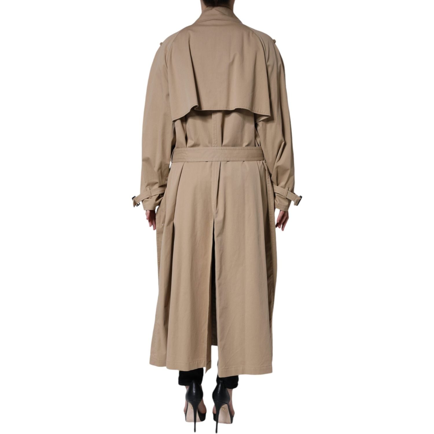 Dolce & Gabbana Khaki Double Breasted Trench Coat Jacket