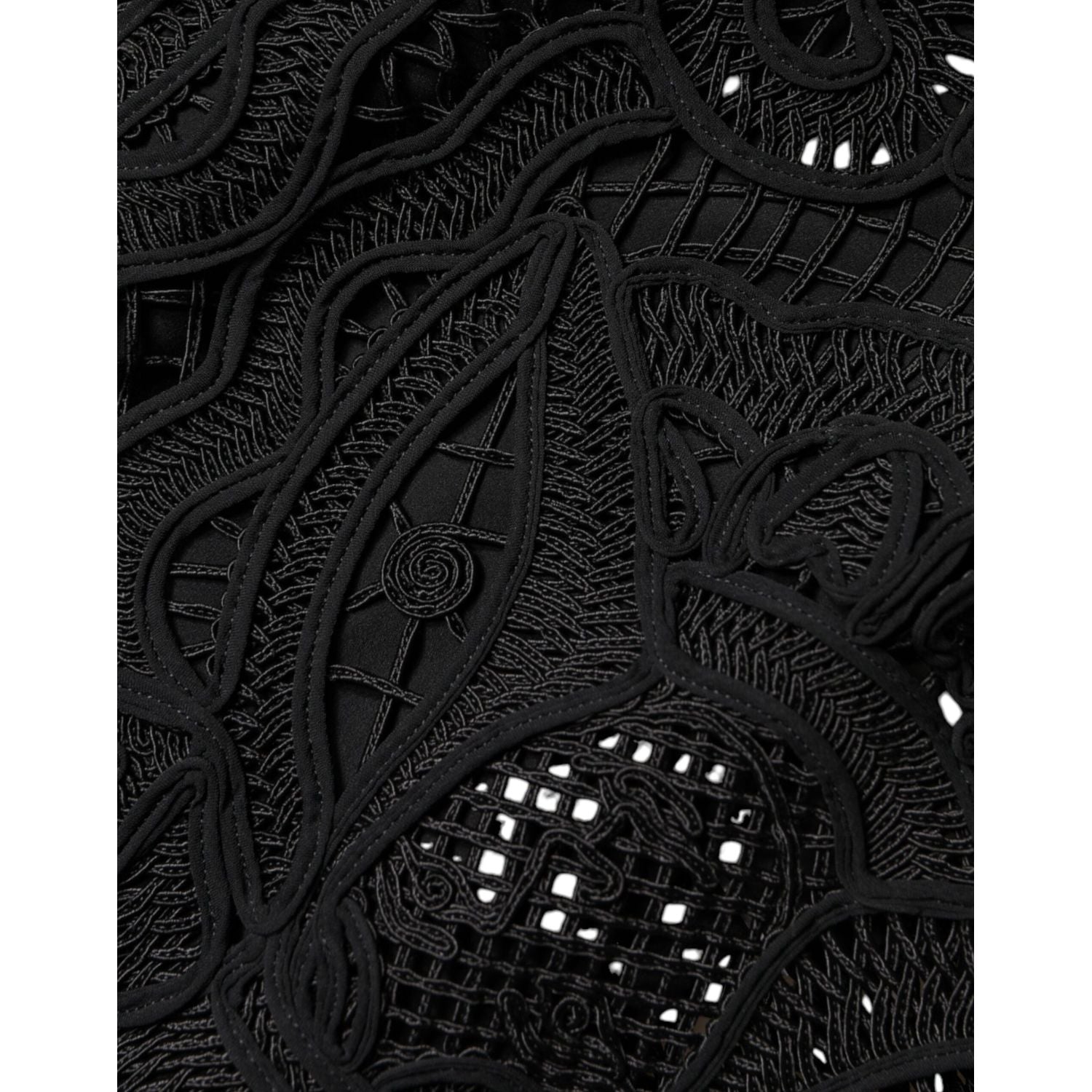 Dolce & Gabbana Black Floral Lace HighWaist Pencil Cut Skirt