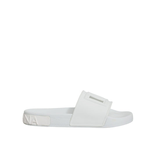 Dolce & Gabbana White Rubber Slides Sandals Beachwear Shoes