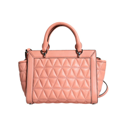 Michael Kors Peach Quilted Leather Logo Crossbody VIVIANNE Messenger Bag