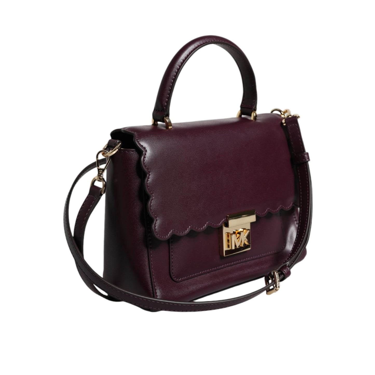 Michael Kors Purple Leather Logo Plaque Crossbody MINDY Satchel Bag