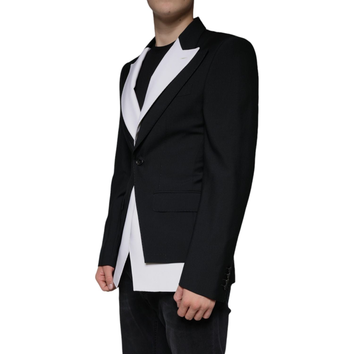 Dolce & Gabbana Black White Single Breasted Dress Blazer