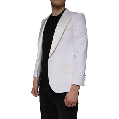 Dolce & Gabbana Off White Wool Single Breasted Dress Blazer