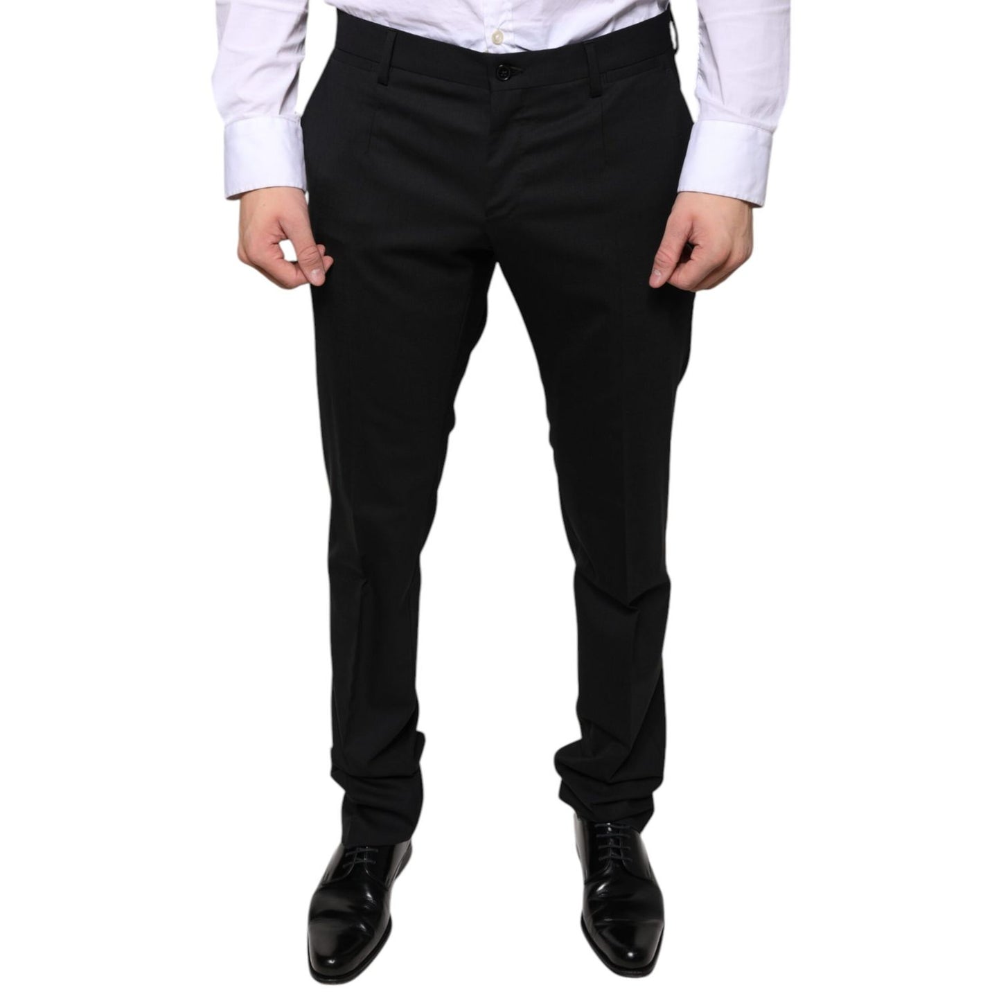 Dolce & Gabbana Black Wool Skinny Dress Formal Pants