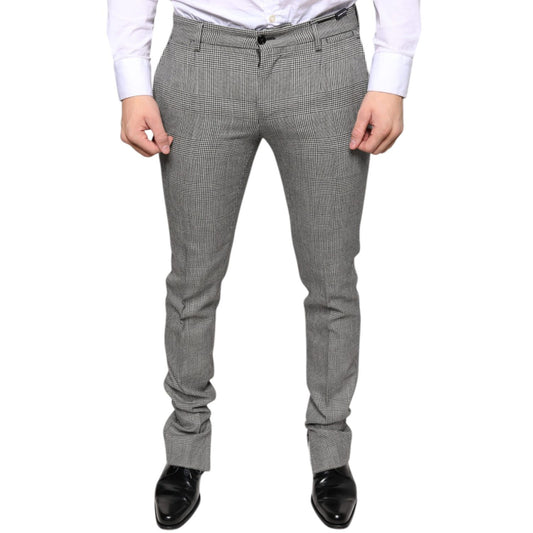 Dolce & Gabbana Gray Check Tartan Wool Skinny Pants