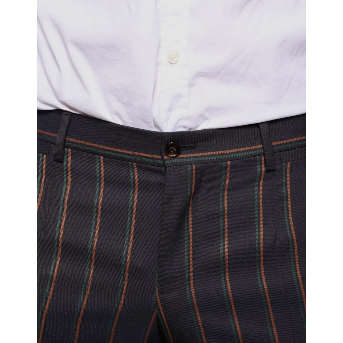 Dolce & Gabbana Brown Stripes Skinny Men Dress Pants