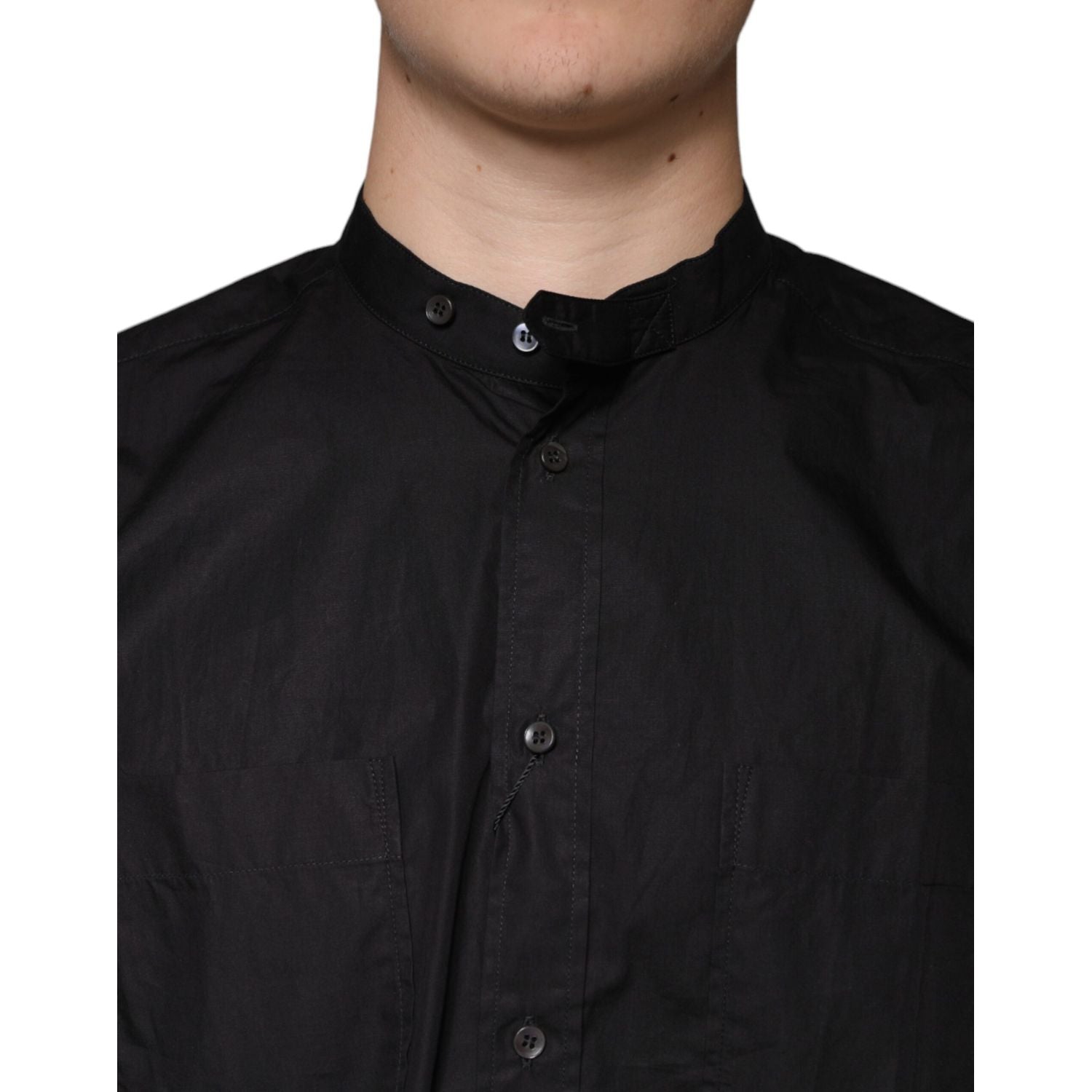 Dolce & Gabbana Black Cotton Button Down Men Casual Shirt