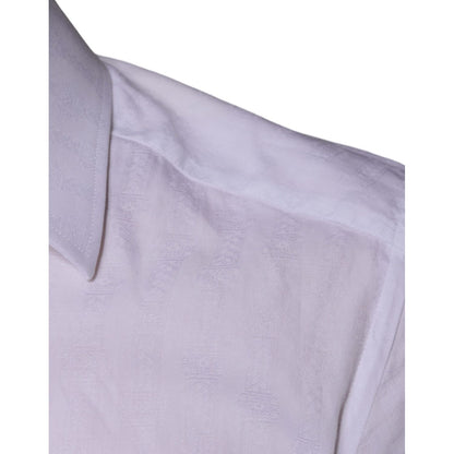 Dolce & Gabbana White Cotton Men Dress GOLD Formal Shirt