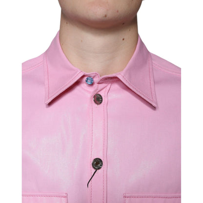 Dolce & Gabbana Pink Cotton Collared Button Down Shirt
