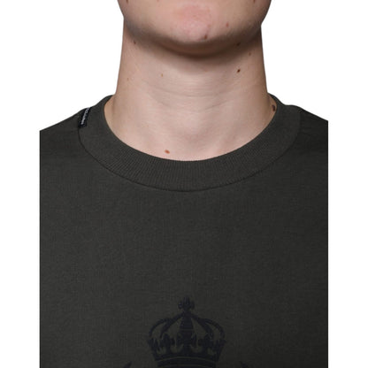 Dolce & Gabbana Army Green DG Crown Crew Neck Pullover Sweater