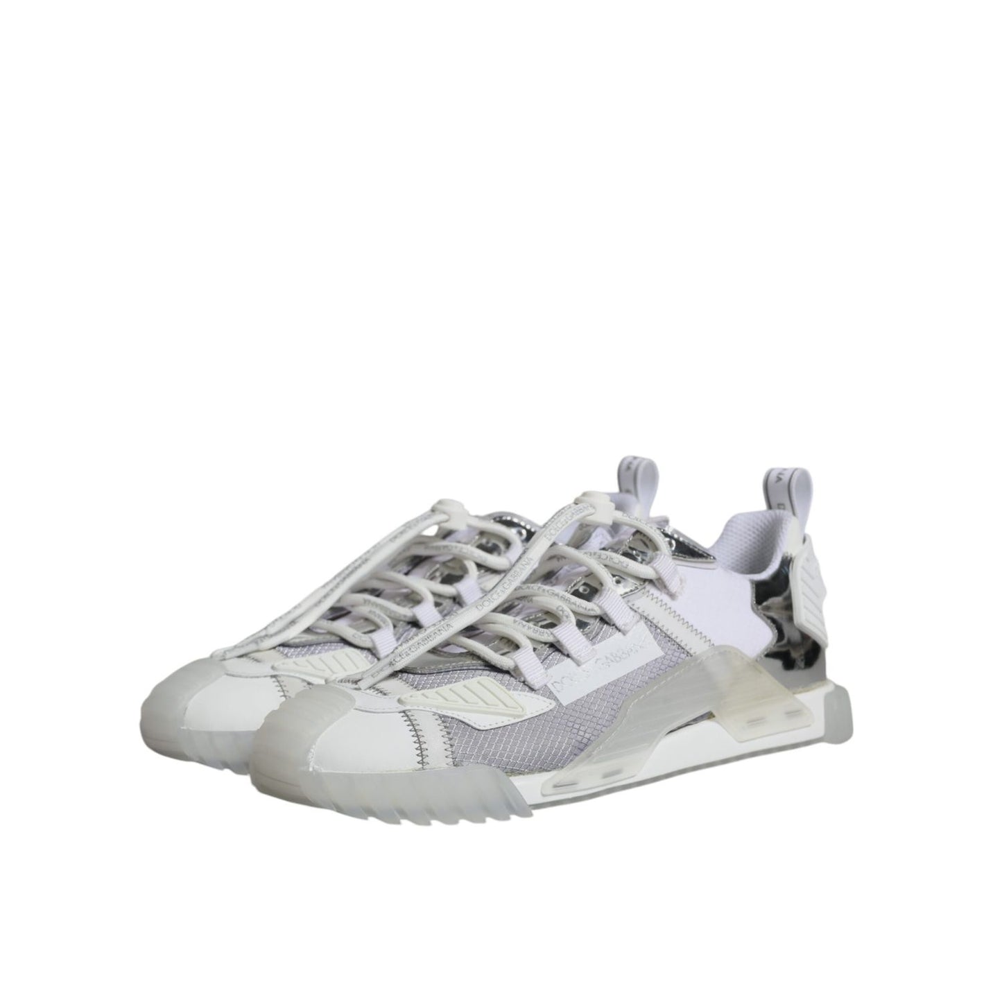 Dolce & Gabbana White Silver Low Top NS1 Sneakers Shoes