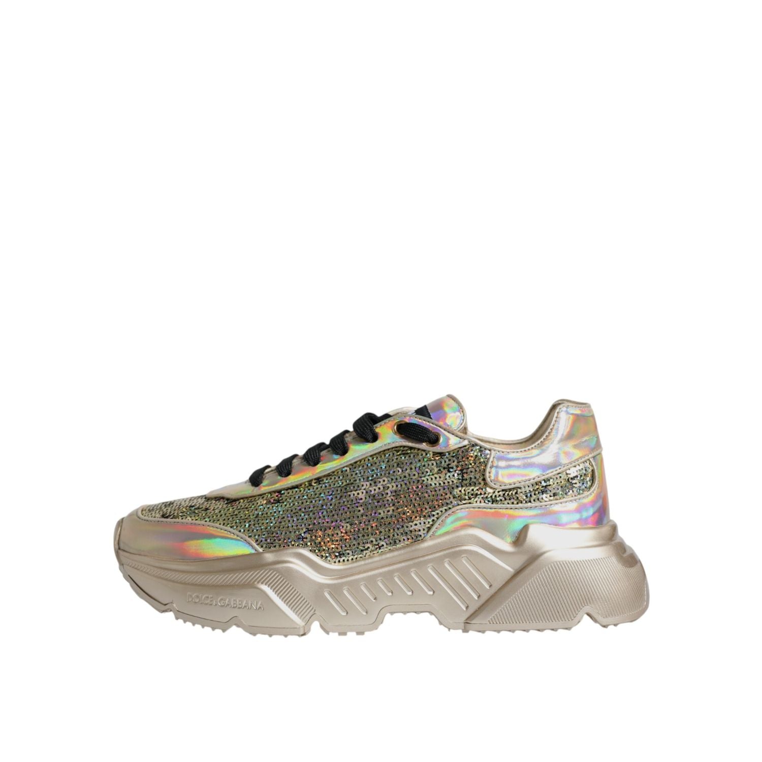 Dolce & Gabbana Gold Sequin Iridiscent Daymaster Sneakers Shoes