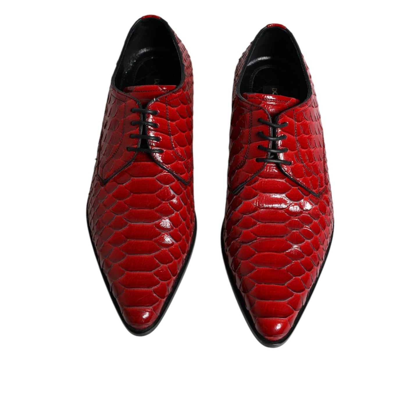 Dolce & Gabbana Red Textured Varnished Derby Men Formal Shoes