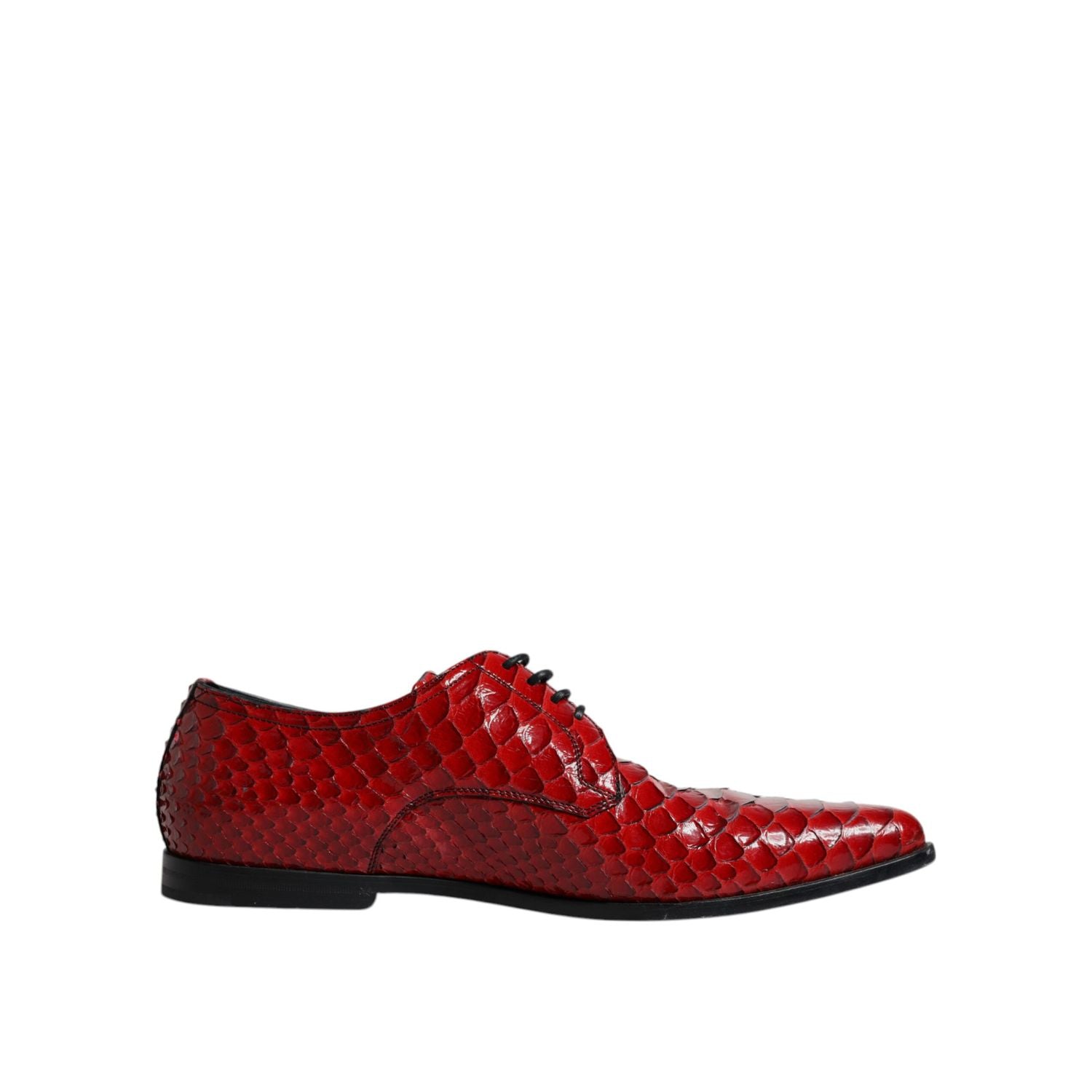 Dolce & Gabbana Red Textured Varnished Derby Men Formal Shoes