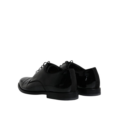 Dolce & Gabbana Black Leather Lace Up Men Derby Formal Shoes